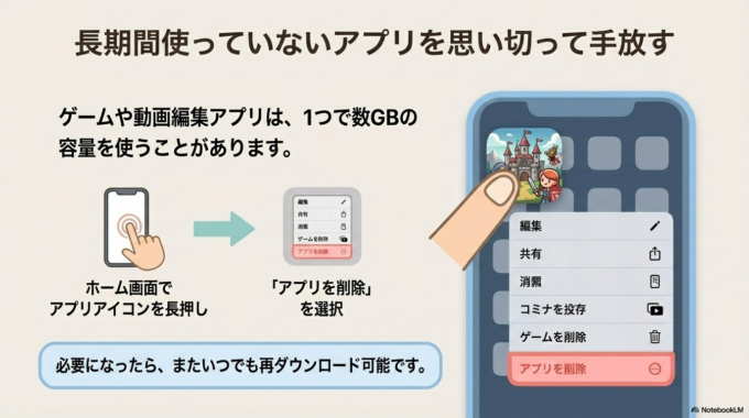 使っていないアプリを削除する