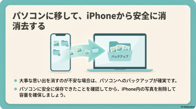 もう一つの方法は写真をパソコンに移すことです。
