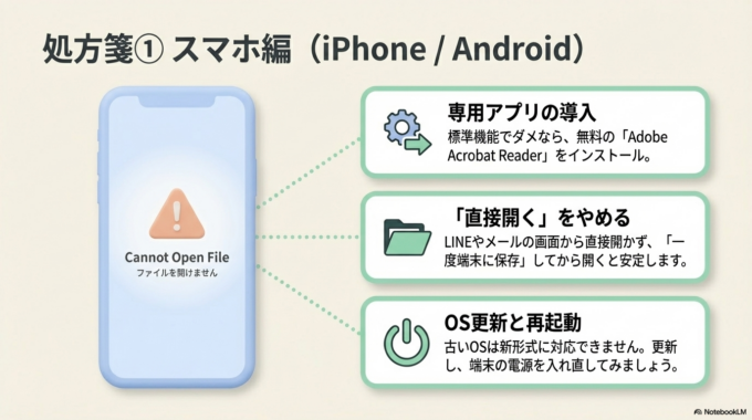 スマホでPDFが開けないときの対処法