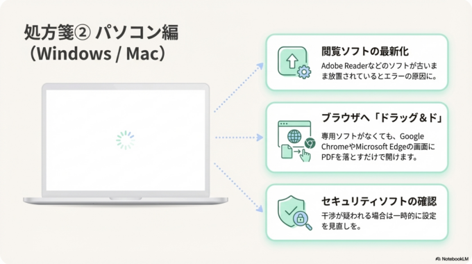 パソコンでPDFが開けないときの対処法