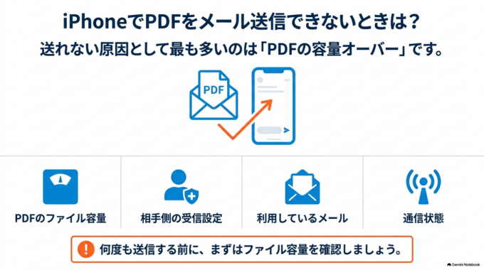 iPhoneでPDFをメール送信できないときは？
