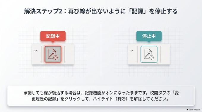 「変更履歴の記録」が有効になっていないか確認
