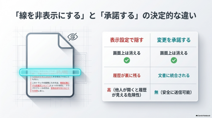 「線を非表示にする」のと「変更を反映する」のは違います