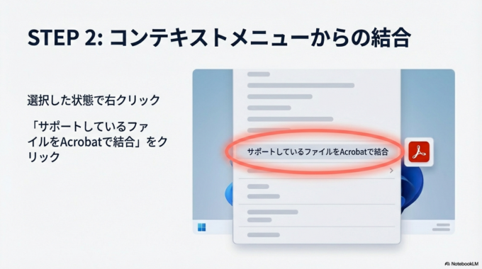 右クリックして結合を選ぶ