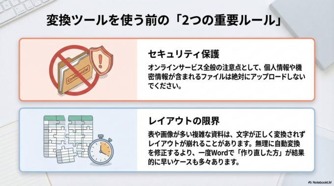 ただしオンラインサービス全般に言えることですが、個人情報が含まれるファイルはアップロードしないよう注意しましょう。