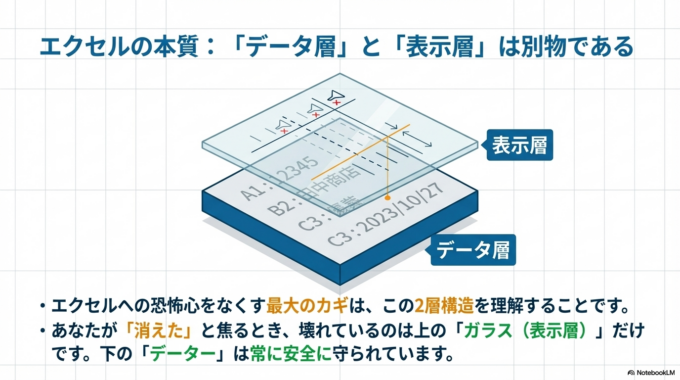 無理に操作を続けるとデータを壊してしまう可能性もあるため、不安な場合は一度ファイルをコピーしてから試すのがおすすめです。