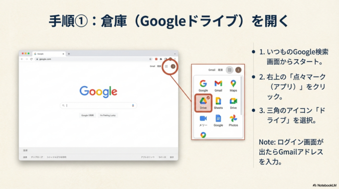 Googleドライブを開く