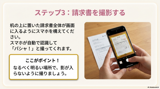 手書きの請求書をスマホで撮影してPDFにする