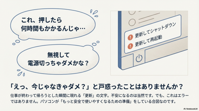 「更新してシャットダウン」 や 「更新して再起動」