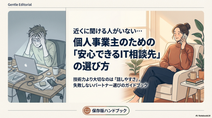 近くに聞ける人がいない…個人事業主が安心できるIT相談先の選び方