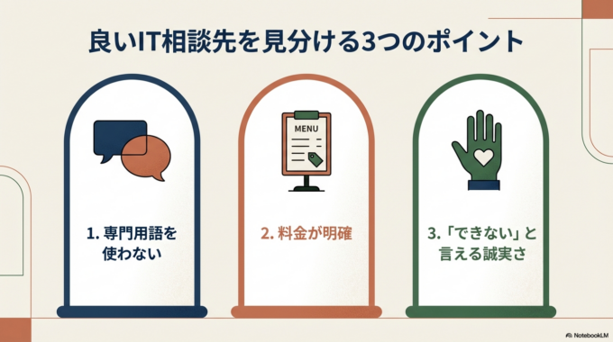 良いIT相談先を見分ける3つのポイント
