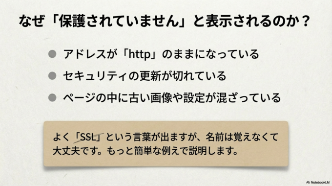 なぜ「保護されていません」と表示されるのか
