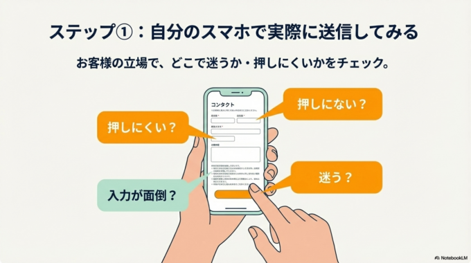 自分のスマホで実際に送信してみる