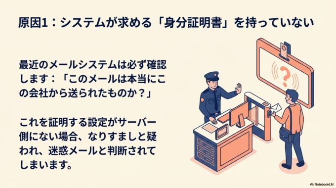 まず1つ目は、メールの「身分証明書」が不足しているケースです。
