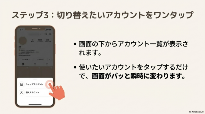 切り替えたいアカウントを選ぶ