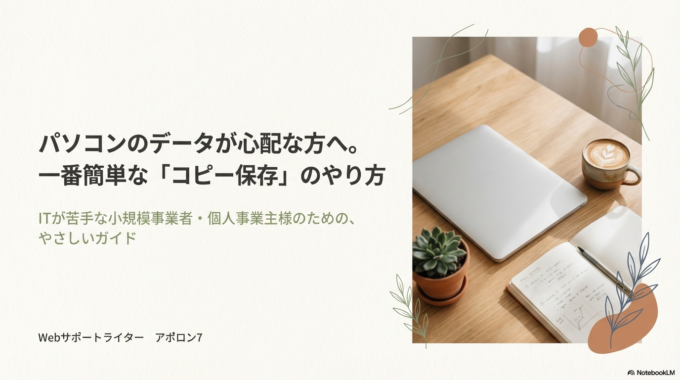 パソコンのデータが心配な方へ。一番簡単な「コピー保存」のやり方