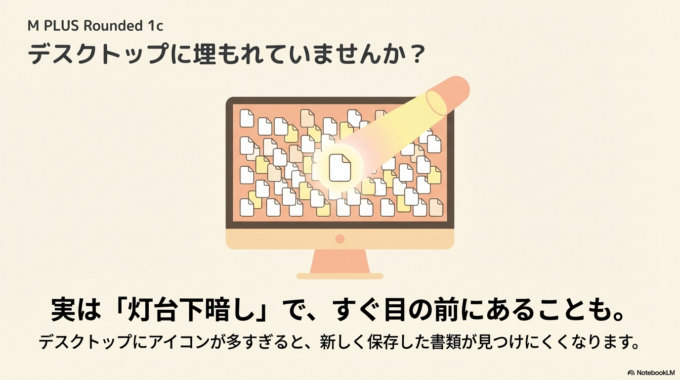 三つ目は、デスクトップに埋もれているケースです。
