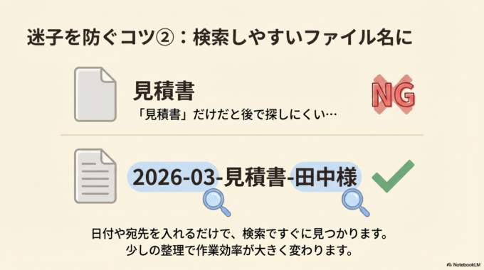 このように分けておくと、あとから探すときにとても楽になります。