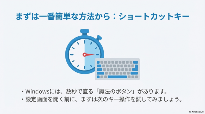一番多いのは、キーボードのショートカットキーをうっかり押してしまうケースです。