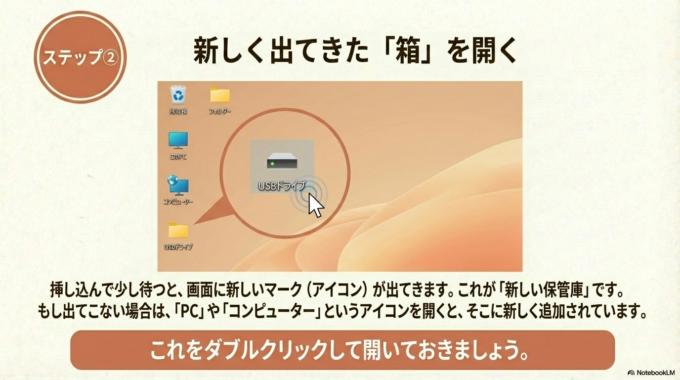 ステップ②：新しく出てきた「箱」を開く