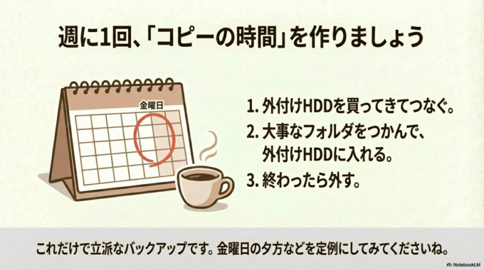 週に1回、金曜日の夕方などに「コピーの時間」を作ってみてくださいね。