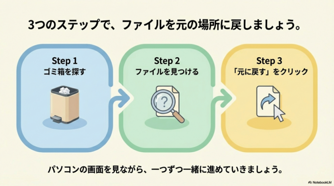 2. 【図解付き】ゴミ箱からファイルを救出する3ステップ