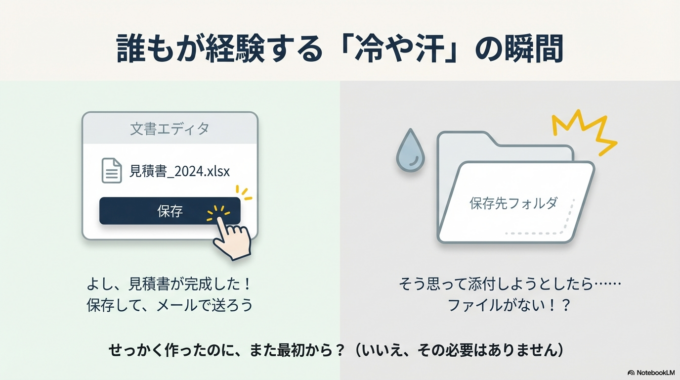 「あれ？ さっき保存したファイルがない！？」