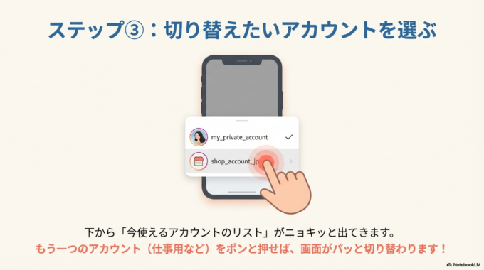 ステップ③：切り替えたいアカウントを選ぶ