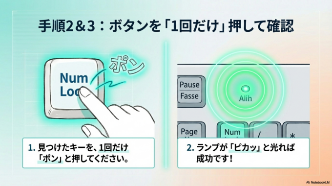 手順2：そのボタンを「1回だけ」ポンと押す