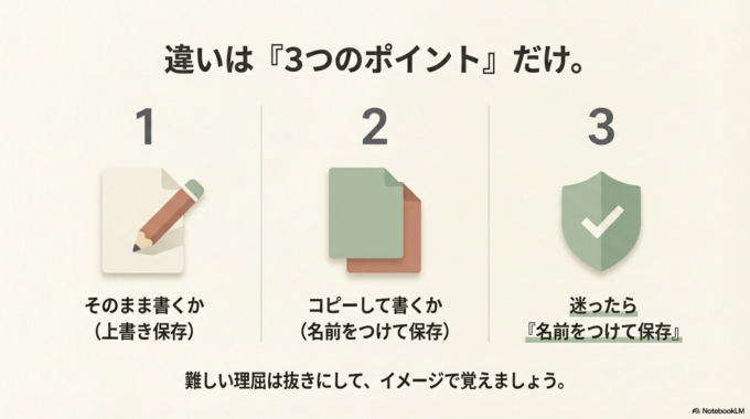 1. 違いはこれだけ!「だいたいこの3つです」
