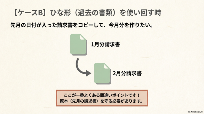 【ケースB】ひな形を使って新しい書類を作る時(名前をつけて保存)
