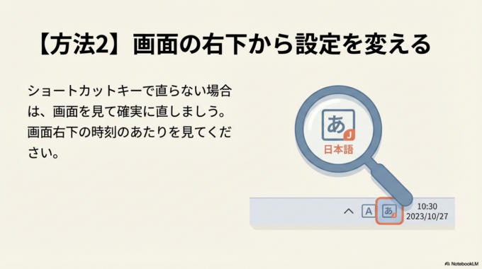 【方法その2】画面の右下から設定を変える
