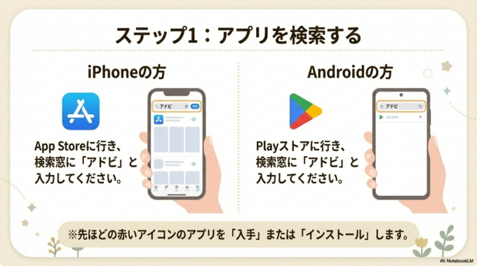 「アドビ」と検索