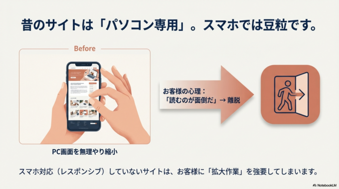 スマホ対応(レスポンシブ)がない