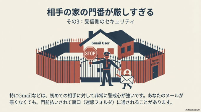 相手のガード Gmailなどは特にチェックが厳しいです。