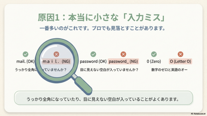 原因1：本当に小さな「入力ミス」かもしれません