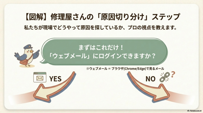 【図解】修理屋さんの「原因切り分け」ステップ