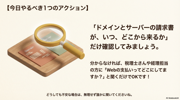 「ドメインとサーバーの請求書が、いつ、どこから来るか」だけ確認してみましょう