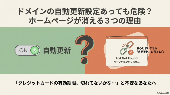 ドメインの自動更新設定あっても危険？ホームページが消える３つの理由