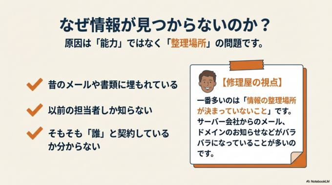 なぜ情報が見つからないのか?