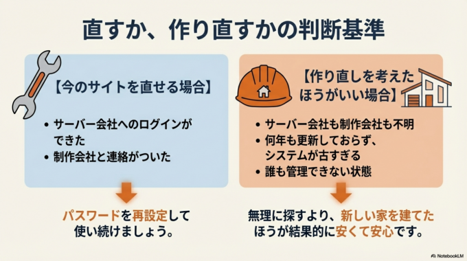直すか、作り直すかの判断基準