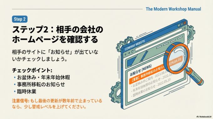 ステップ2：会社のホームページを見る