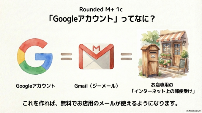 「Googleアカウント」を作ると、 **「Gmail(ジーメール)」**という 無料のメールアドレスがもらえます。