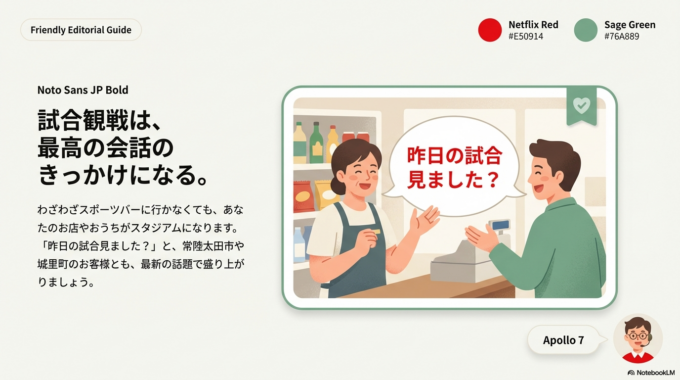 「昨日の試合見ました？」と話題づくりにも役立ちます。
