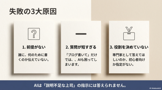 原因はだいたいこの3つです