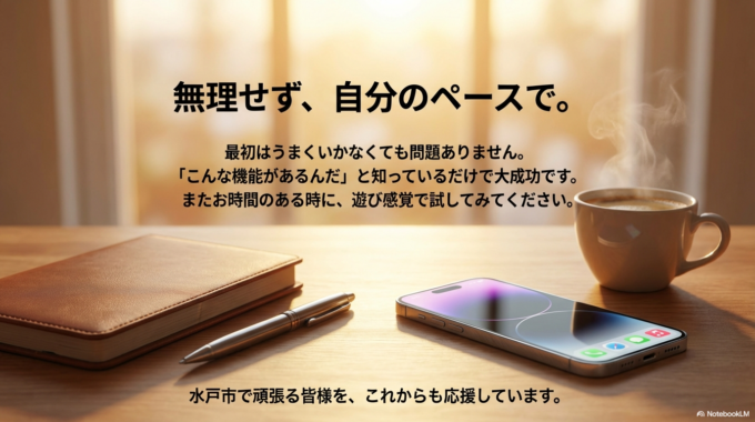 また、ちょっと便利な情報をお持ちします。 無理せず、自分のペースで進んでいきましょう！