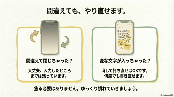 間違えて閉じちゃった？ 大丈夫、入力したところまでは残っています。