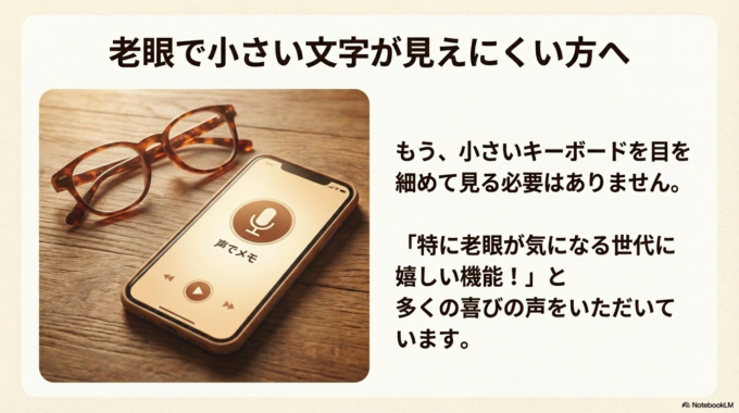 老眼で小さい文字が見えにくい…という方にも
