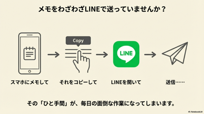 スマホにメモはしているけれど、 結局それを電話やLINEで伝えるのが面倒……。