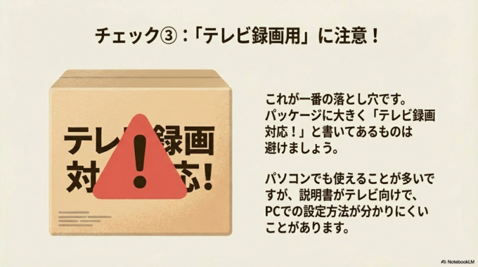 ステップ③：「テレビ録画用」の文字に注意！